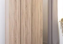 3 Door Wardrobe Oak Effect 51D x 115W x 180H centimetres for Bedroom Cupboard Clothes Storage - AliExpress 1503