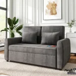 Grey 3-in-1 Design Convertible Pull Out Sofa Bed with 2 Pillows for Living Room, Office, Bedroom - AliExpress 1503