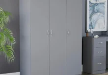 Wardrobe, With Shelf & Hanging Rail Bedroom Storage Furniture,3 Door 47D x 115.4W x 170H CM for Bedroom Cupboard Clothes Storage - AliExpress