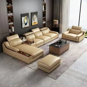 Stylish Italian Genuine Leather Sofa for Living Room with Cup Holder, USB, Adjustable Headrests & Bluetooth Speaker - MINGDIBAO - AliExpress 1503