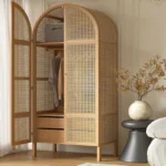 Mumei solid wood rattan wardrobe storage small apartment - AliExpress 1503